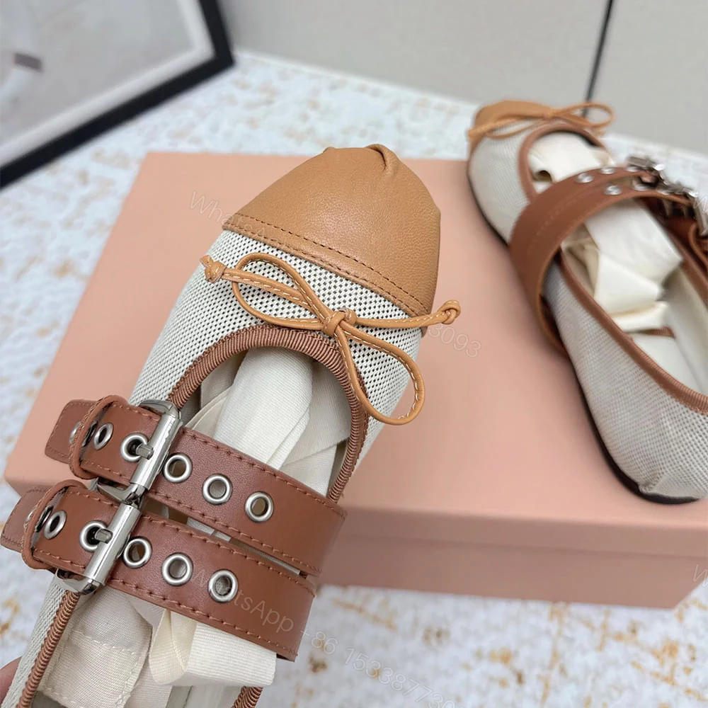 View 7 of MIUMIU Canvas and leather ballerinas 360811