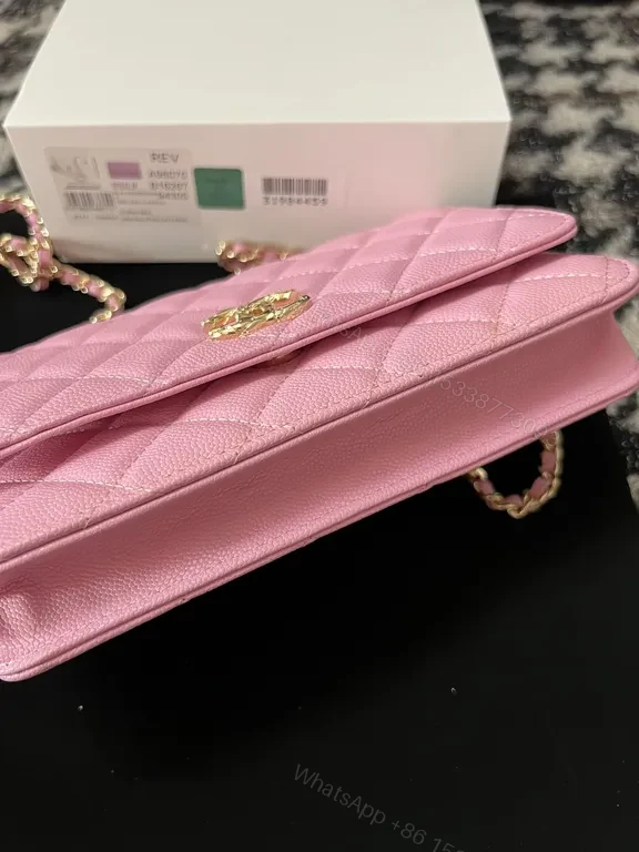 View 6 of Pink Quilted Luxe Chain Handbag