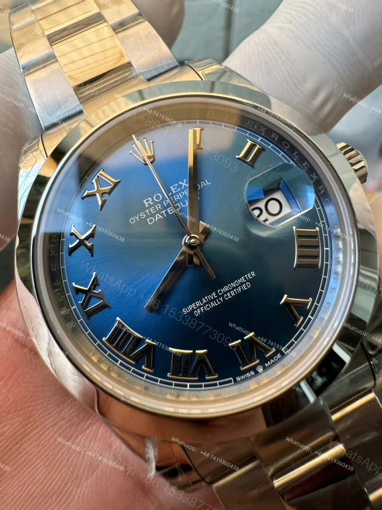 View 5 of Rolex Datejust M126300-0017 1:1 Replica Azzurro Blue Roman Dial Oyster 41MM 3235 Movement Super Clone Watch