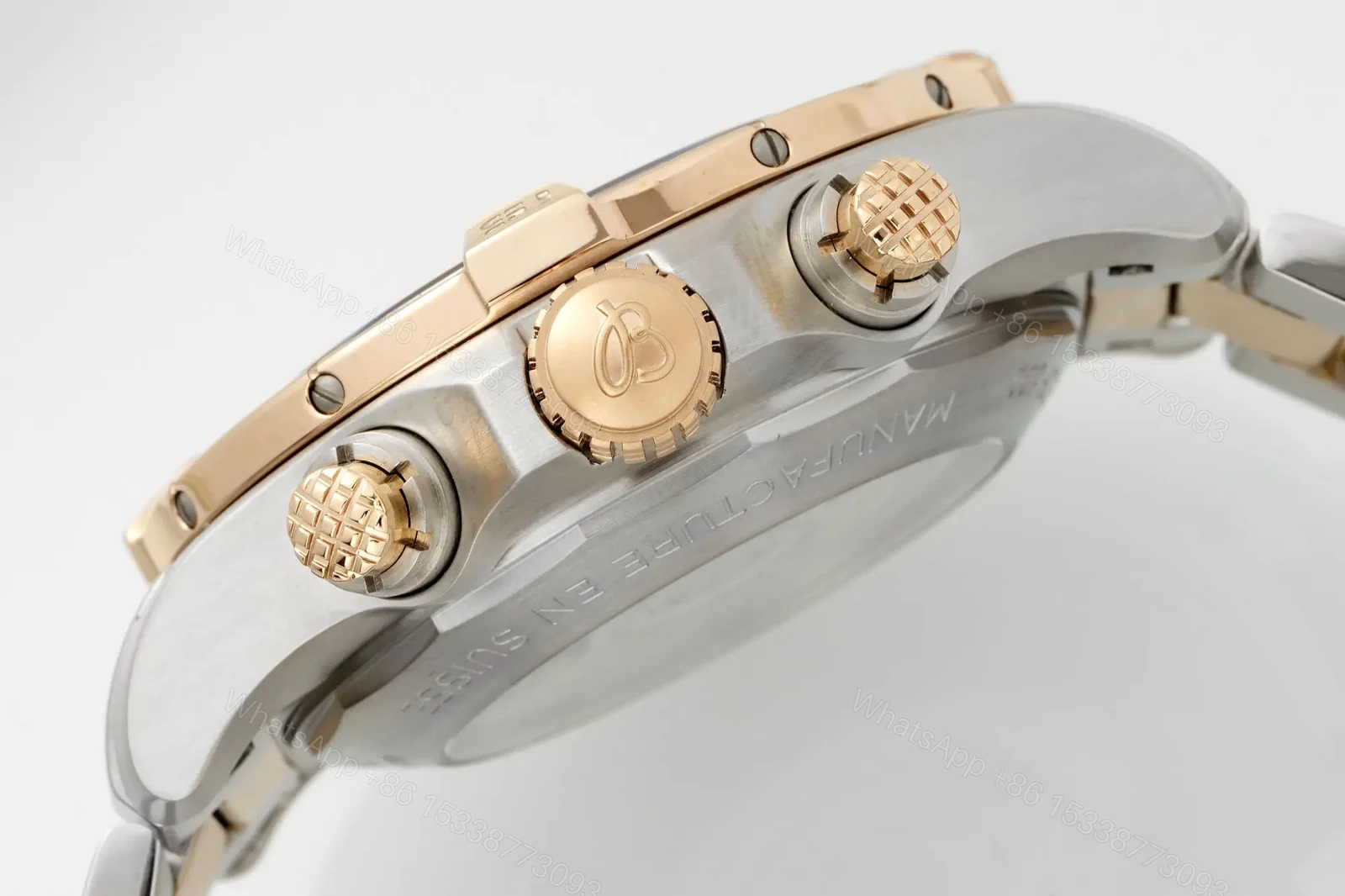 View 5 of V9 Factory Breitling Avenger B01 Chronograph 45mm Two-Tone Steel and Rose Gold Watch with Black Dial