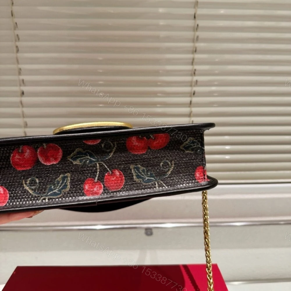 View 5 of VALENTINO GARAVANI LOCÒ CHERRYFIC MOTIF SHOULDER BAG BLACK 26CM