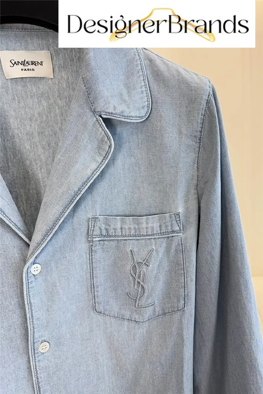View 7 of Saint Laurent Cassandre Embroidered Poplin Shirt