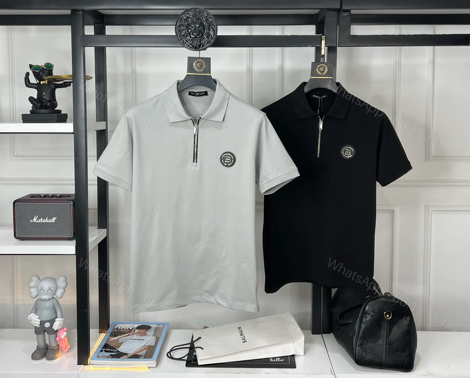 View 2 of First Copy BALMAIN Premium Zip Collar T-Shirt