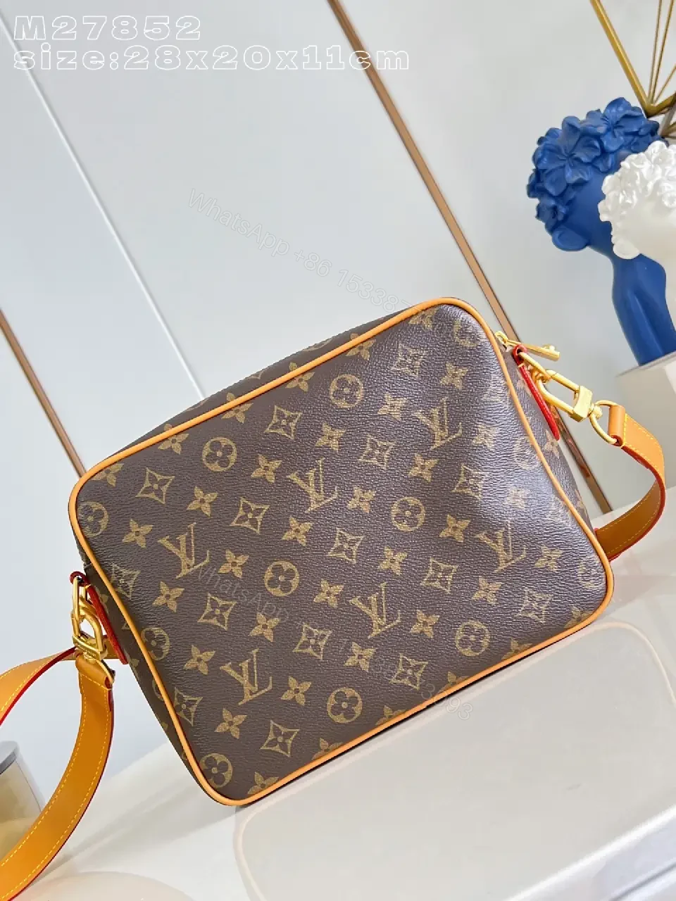 View 5 of Dark Brown LV Monogram Tote with Tan Trim & Gold Hardware