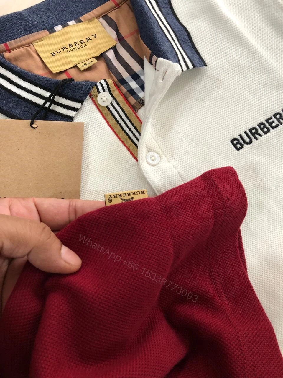 View 2 of FIRST COPY BURBERRY VERY PREMIUM COTTON LYCRA POLOS T-SHIRT