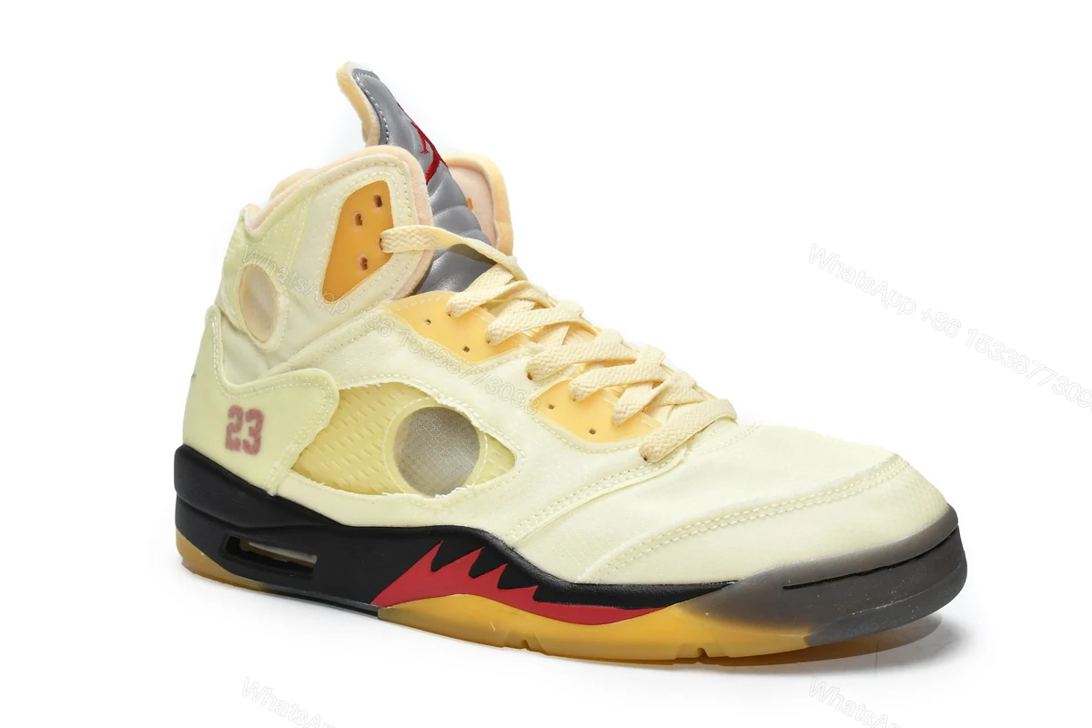 View 3 of OFF White x Air Jordan 5 Retro SP Sail DH8565-100