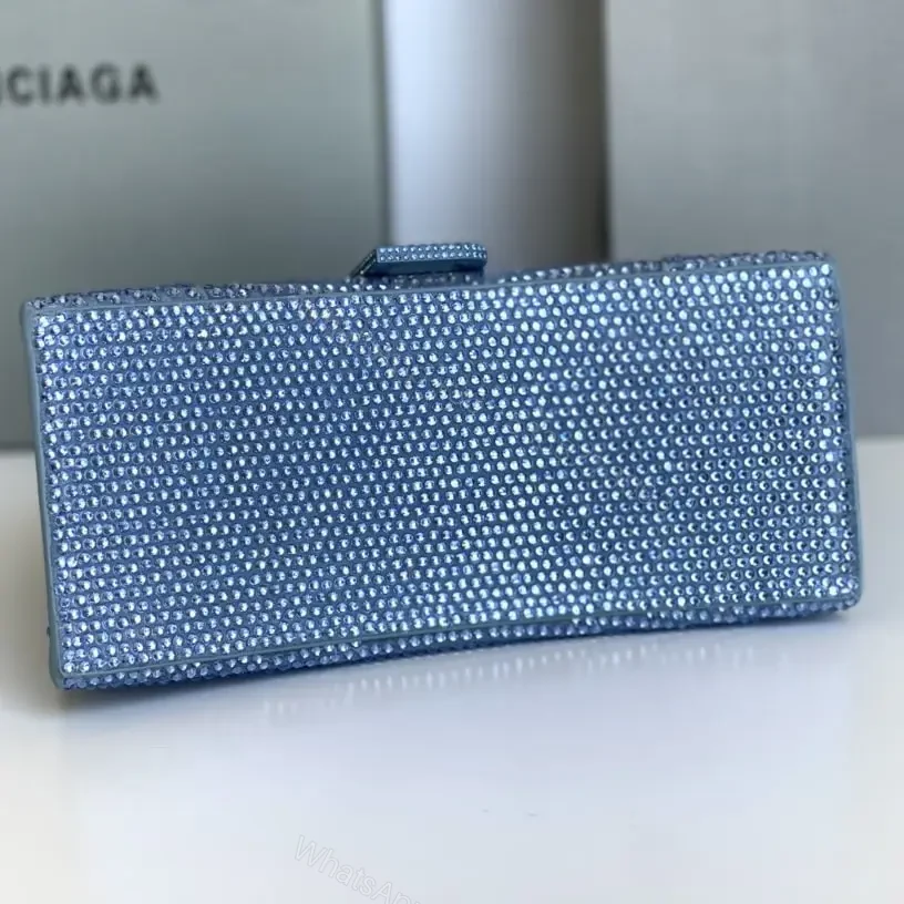 View 5 of 高仿Balenciaga*Hourglass系列沙漏包滿鑽藍色S