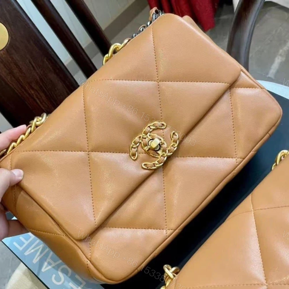 View 2 of Chanel 19 Flap Bag Shiny Gold And Silver Tone Camel 26Cm AS1160 B04852 NB356