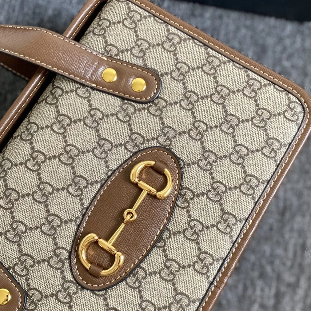 View 3 of Gucci Horsebit 1955 Top Handle Bag Beige And Ebony 27Cm