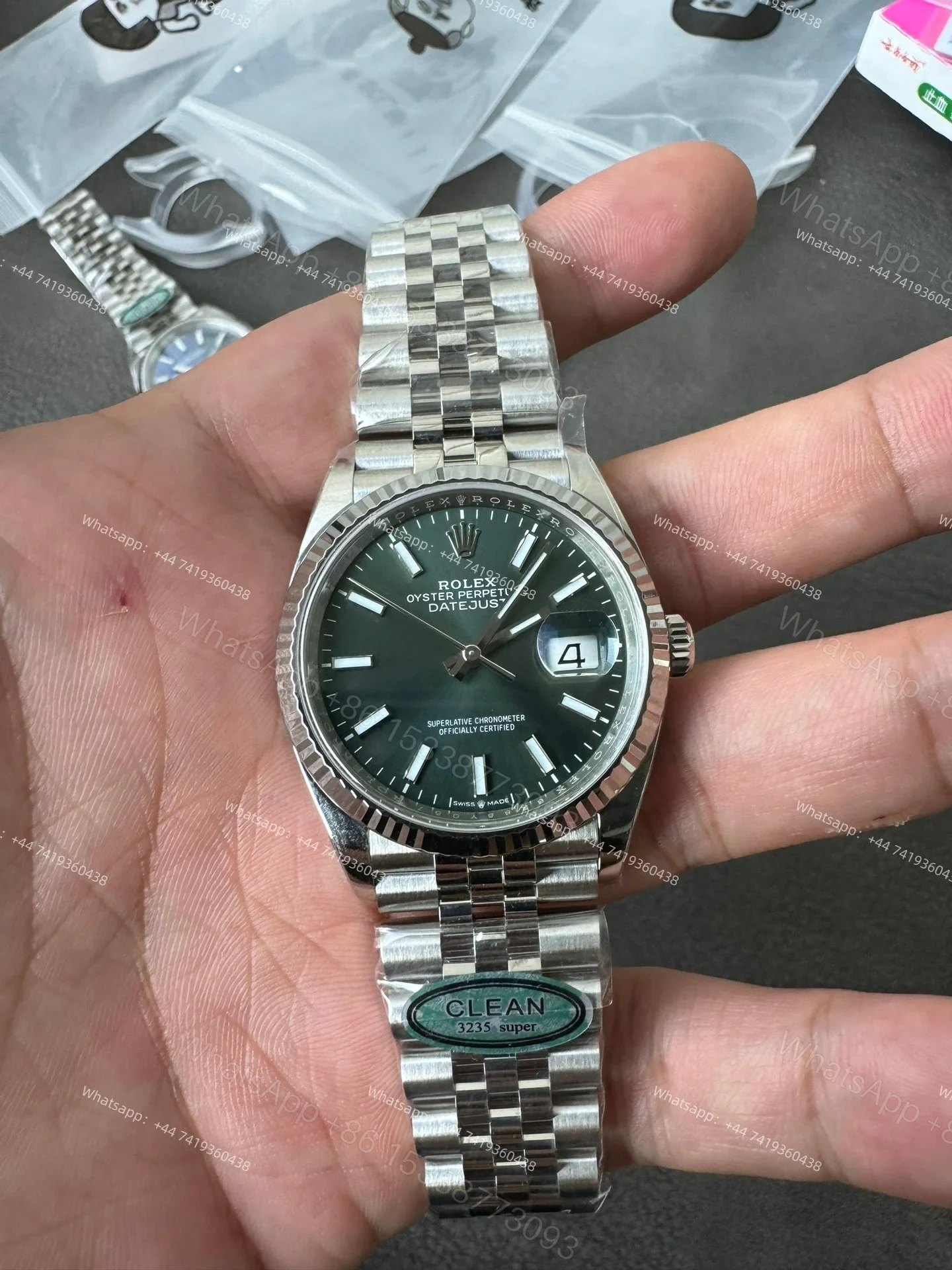 View 5 of Rolex Datejust M126334-0051 Green Dial 1:1 Replica Jubilee 36MM 3235 Movement Super Clone Watch