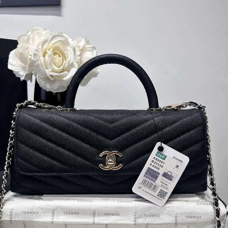 Chic Quilted Leather Handbag: Gold Logo Compact Bag — view 1