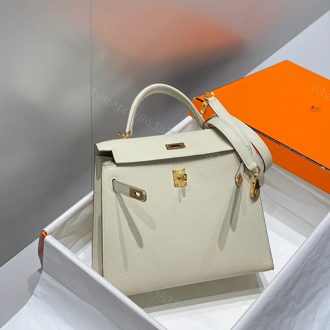 View 8 of HN 25CM IN NATA EPSOM CALFSKIN GOLD HARDWARE
