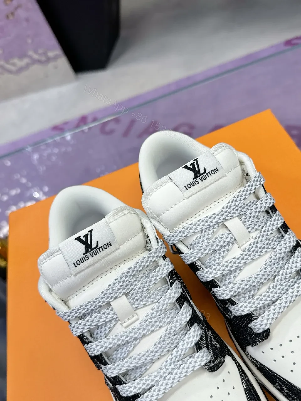 View 4 of White & Black LV-Inspired Sneaker: Statement Craft, Everyday Precision