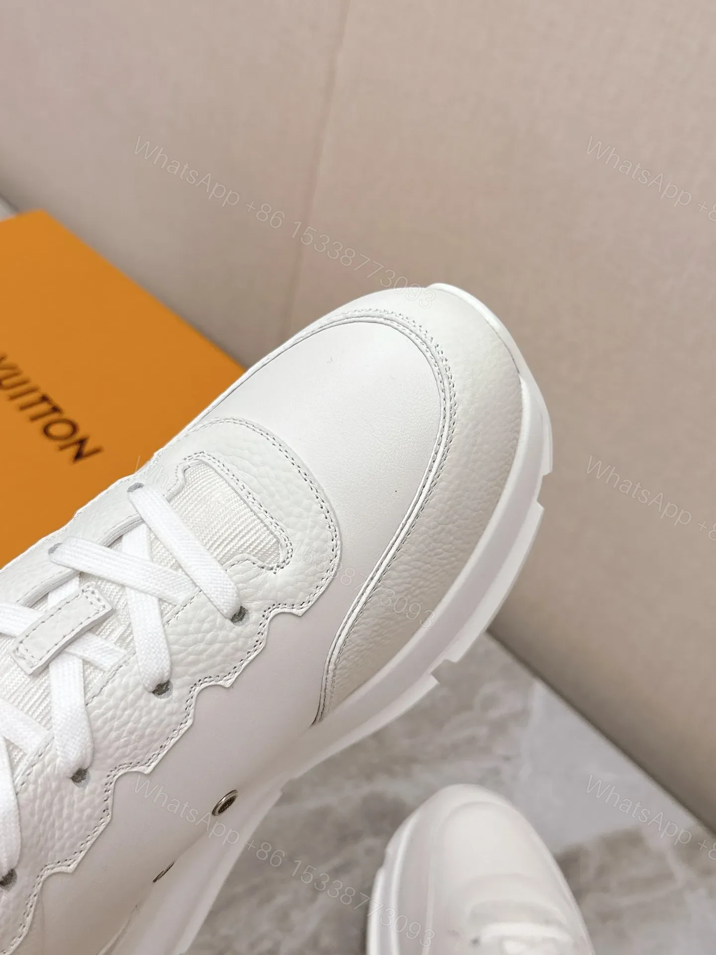 View 2 of LV Women White Leather Sneakers