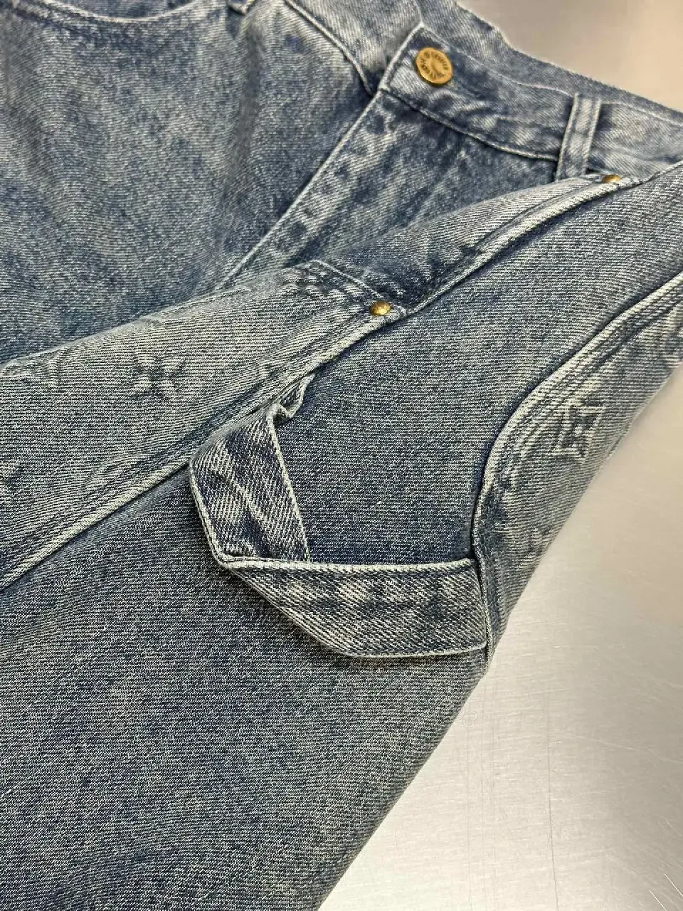View 8 of Blue Denim Jeans Short - Louis Vuitton Embroidered Style Key Feature