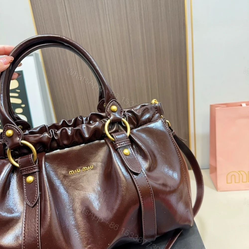 View 5 of MIU MIU SIDE RIBBON 2WAY HANDBAG BURGUNDY 33CM