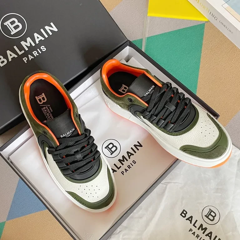 Bold Contrast Sneaker: Olive-Accented Luxury sneakers — view 1