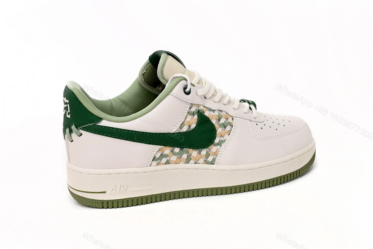 View 9 of Nike Air Force 1 Low '07 Premium NAI-KE Bamboo Weave Sail Gorge Green FN0369-100