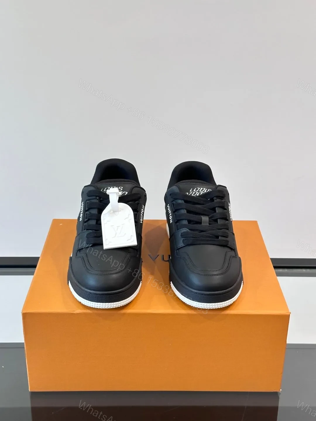 View 2 of LV Men Black Leather Sneakers
