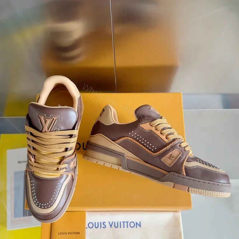 View 9 of Bold LV Leather Sneakers: Textured, Luxe, All-Day Comfort
