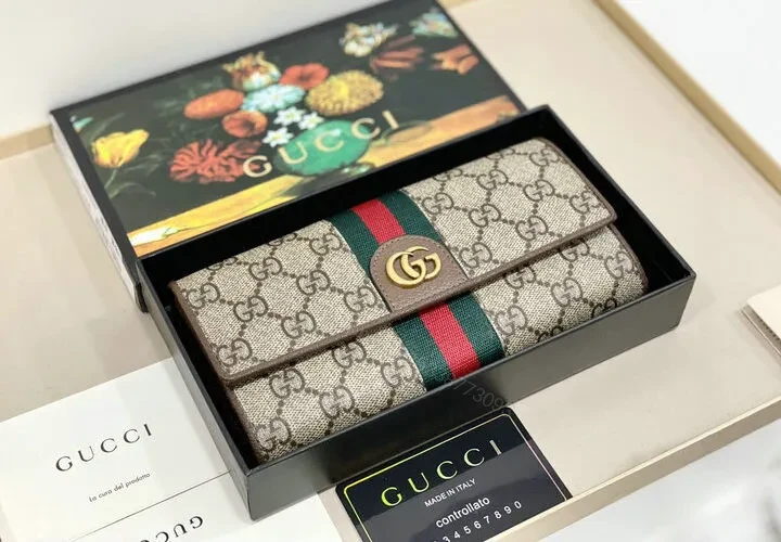 Luxury Gucci Continental Ophidia GG Wallet Replica XS64NP — view 1