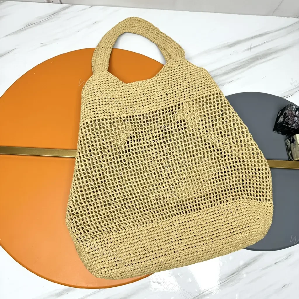 View 7 of Beige Crochet Tote: Logo-Emblem Everyday Luxury Carryall
