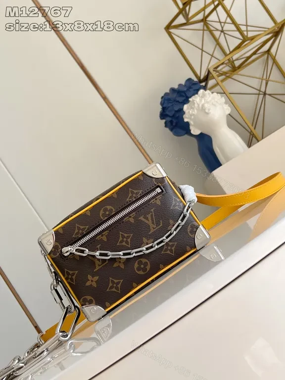 Chic Monogram Crossbody: Compact Luxury with Bold Yellow Trim — view 1