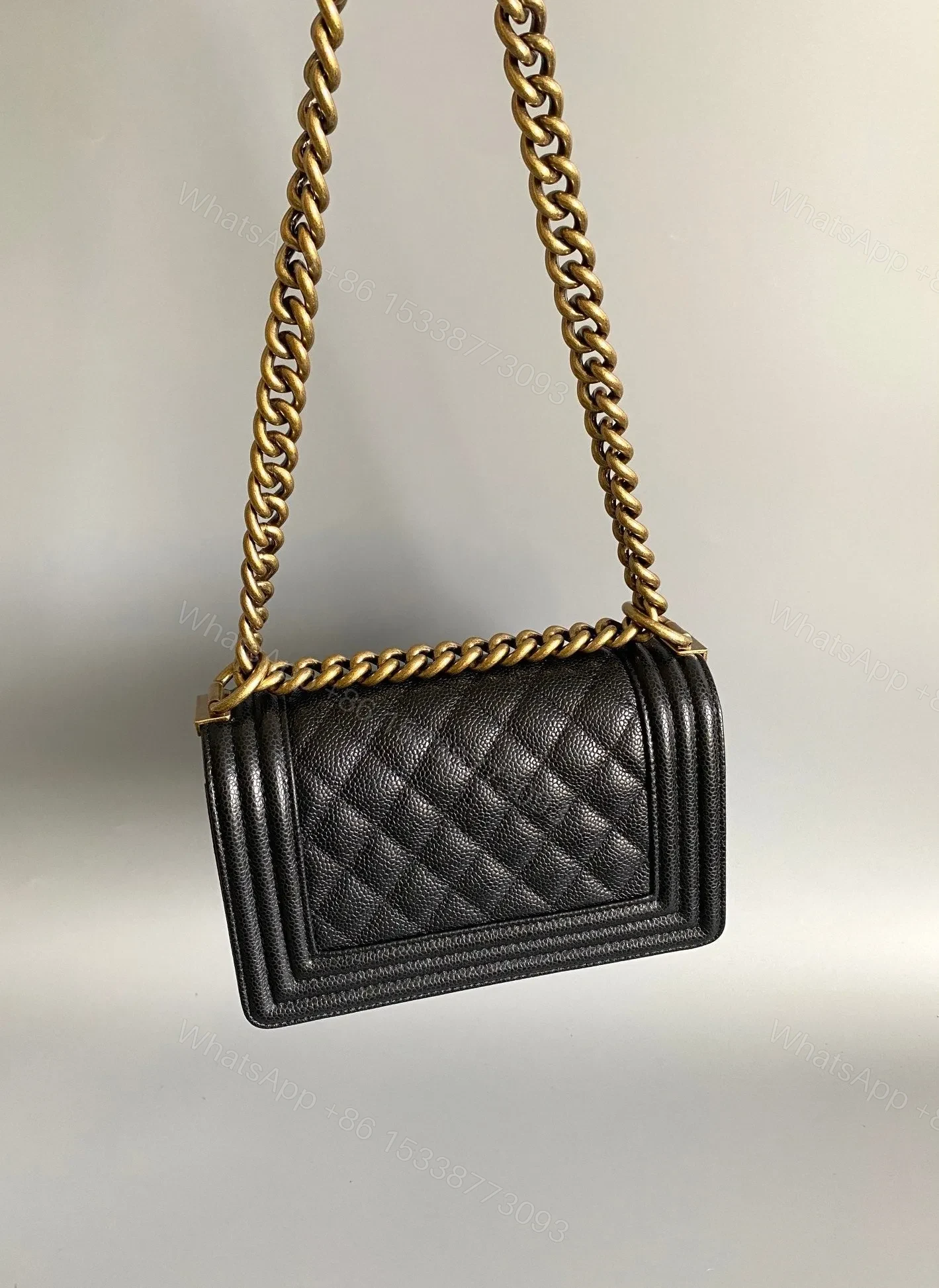 View 3 of CHANEL SMALL BOY BAG 20 IN BLACK LAMBSKIN GOLD HARDWARE