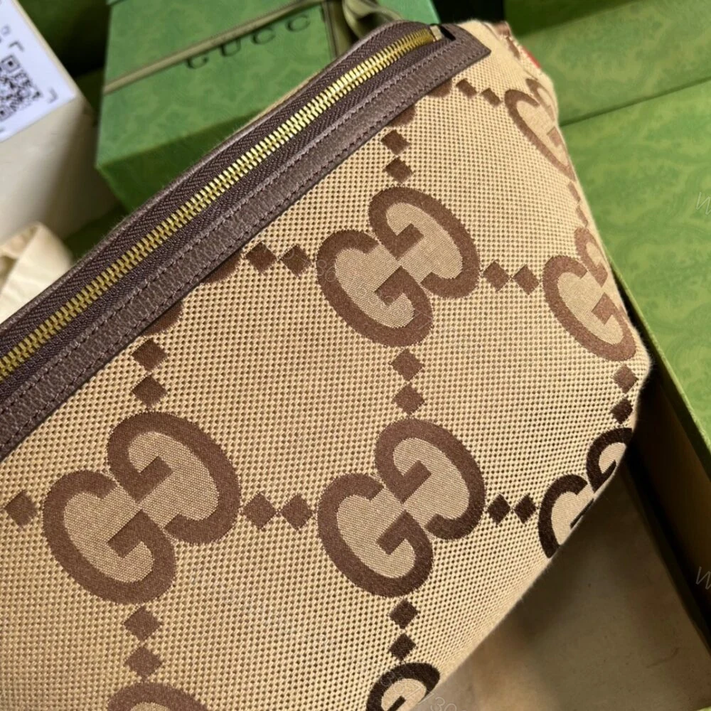View 9 of Gucci Jumbo GG Belt Bag Camel And Ebony Jumbo GG Canvas 39cm GG 696031 UKMDG 2570