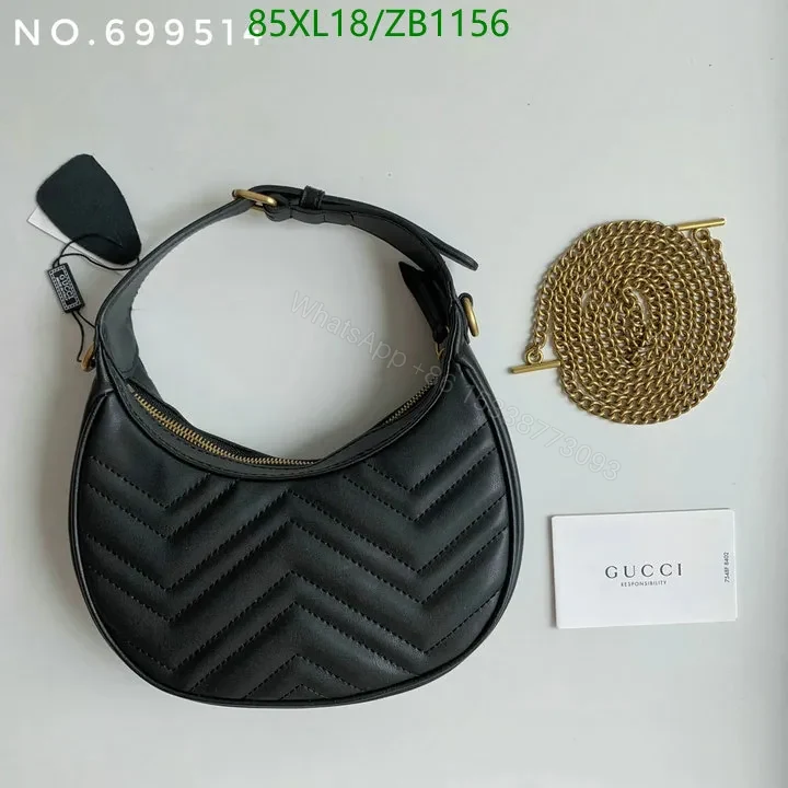 View 6 of GG Marmont Mini Half-Moon Bag Black Gucci Imitation GHM4953