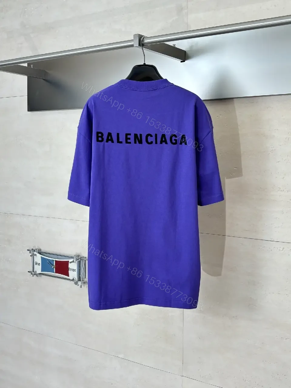 View 9 of Oversized Purple Logo Tee — Luxury Casual, Minimal Branding
