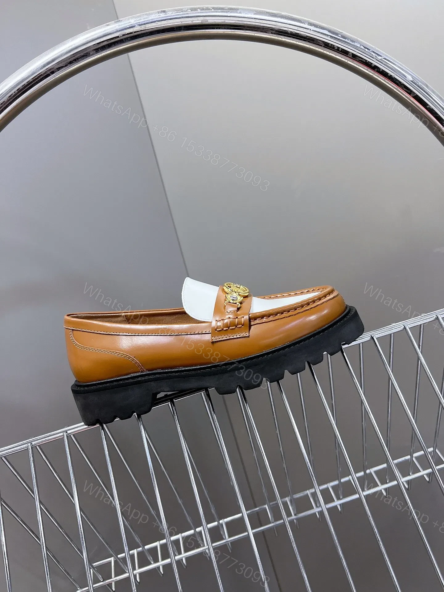 View 6 of LV Women Brown White Leather Loafers
