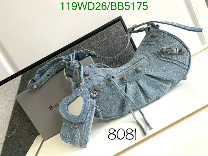 View 11 of Le Cagole Small Shoulder Bag Denim with Rhinestones Fake Balenciaga 6K8M45
