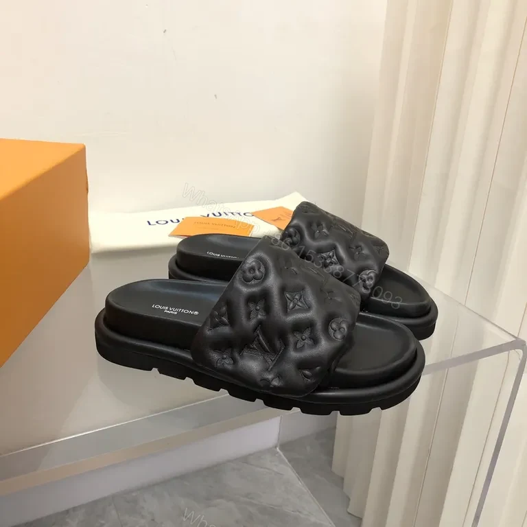 View 3 of Monogrammed Leather Slides: Discreet Luxe, All-Day Comfort