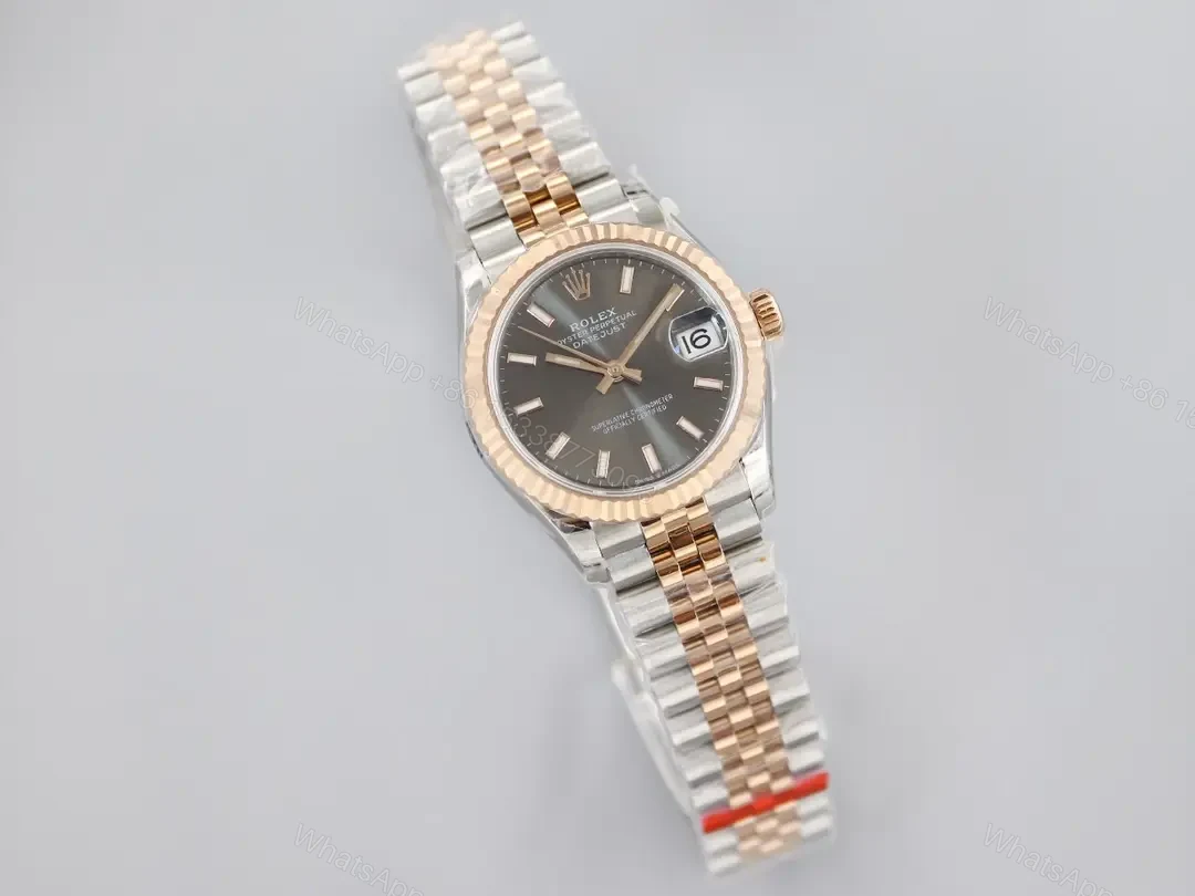 View 2 of Rolex Datejust 31 Stainless Steel Rose Gold Fluted Grey Dial Jubilee 278271-0018