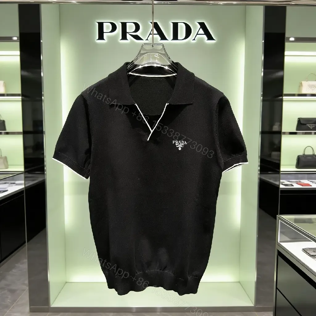 View 5 of Premium Black Polo Knit with Subtle Detailing Polo Knit Tee