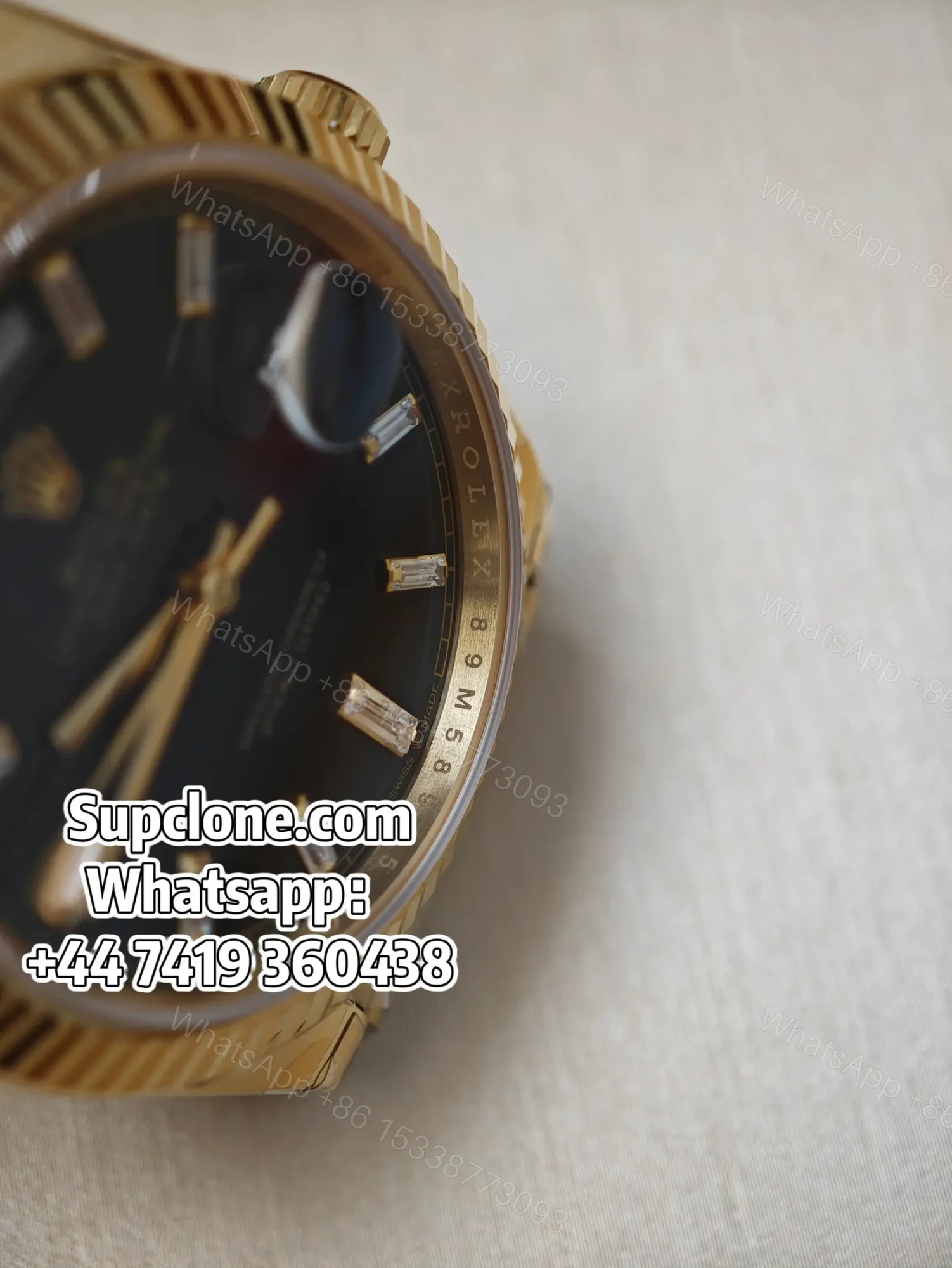 View 6 of Rolex Day-Date 40mm Yellow Gold Black Diamond Dial – Super Clone 1:1 Cal. 3255
