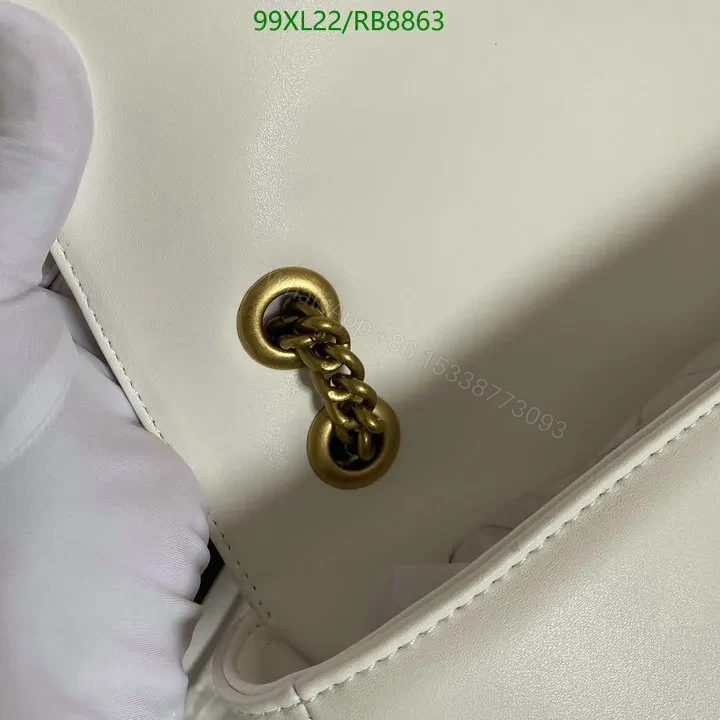 View 15 of Small Gucci GG Marmont Chain Bag in White Chevron Leather 987654