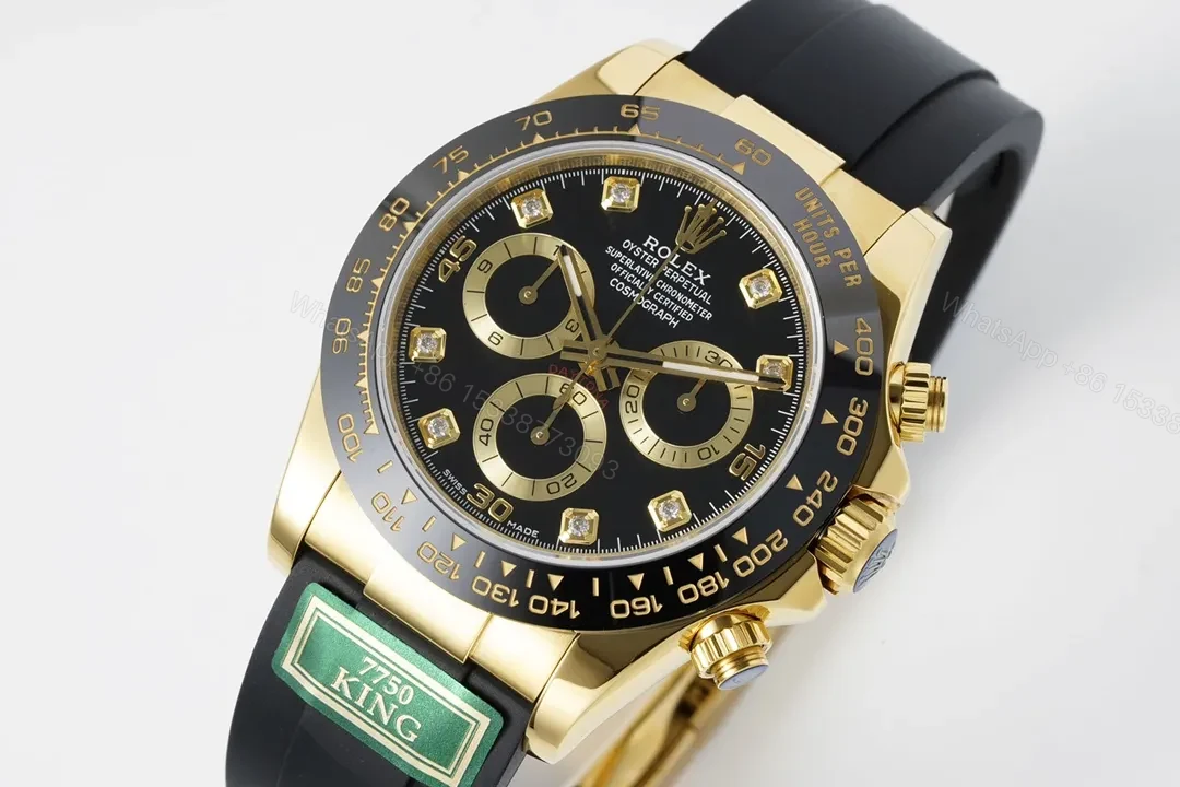 View 3 of BL Factory Clean Factory KING Rolex Daytona Gold Black Rubber Strap