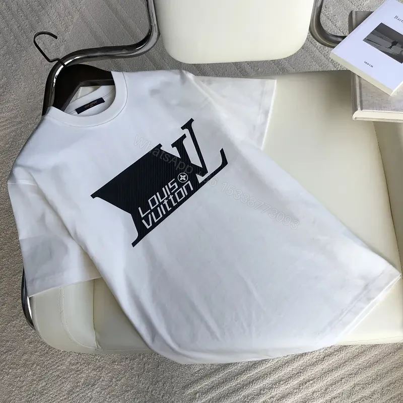 White Cotton Tee, LV-Inspired Graphic, Premium Streetwear Essential — view 1