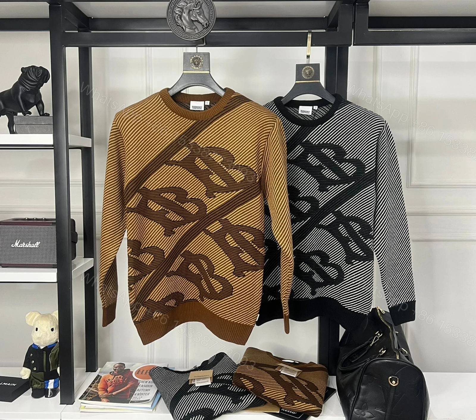 View 12 of FIRST COPY BURBERRY EXCLUSIVE INTARSIA KNITTING ROUND NECK