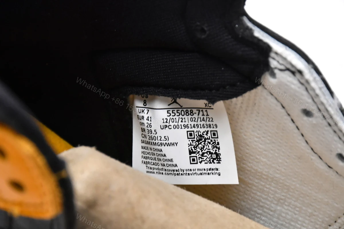 View 5 of Air Jordan 1 High OG Yellow Toe 555088-711