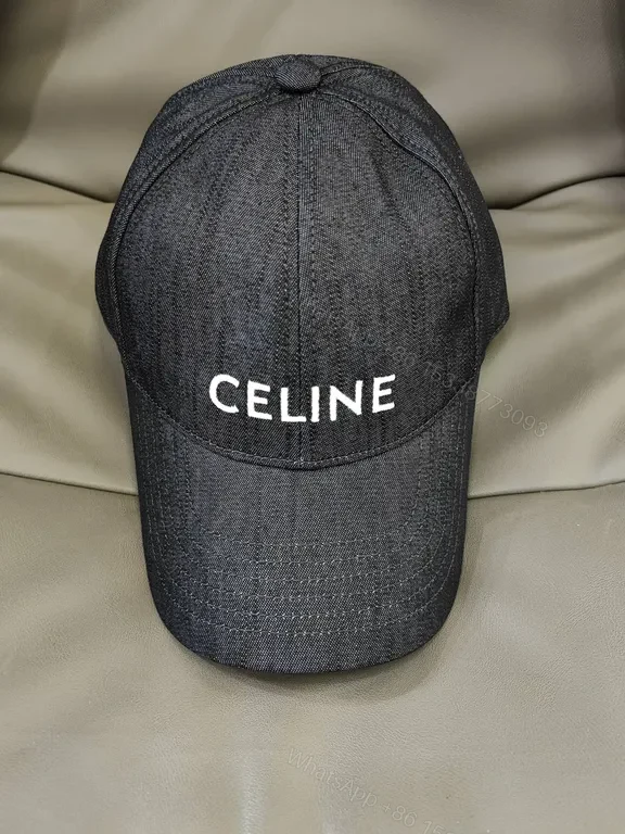Minimalist Denim Cap with Bold CELINE Logo Cap — view 1