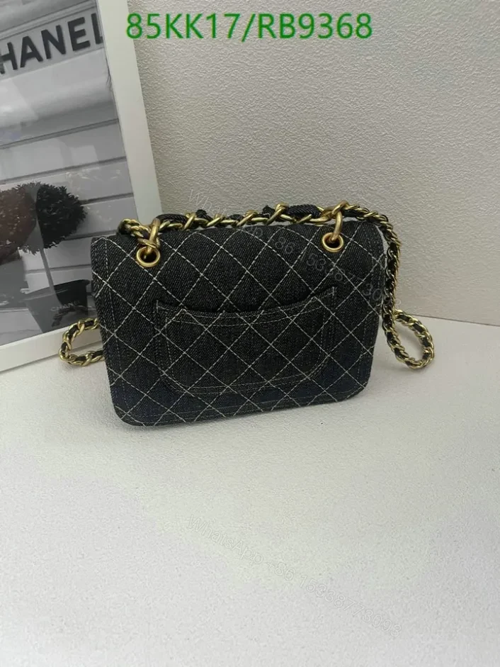 View 3 of Chanel Quilted Denim Black Flap Bag RB93681