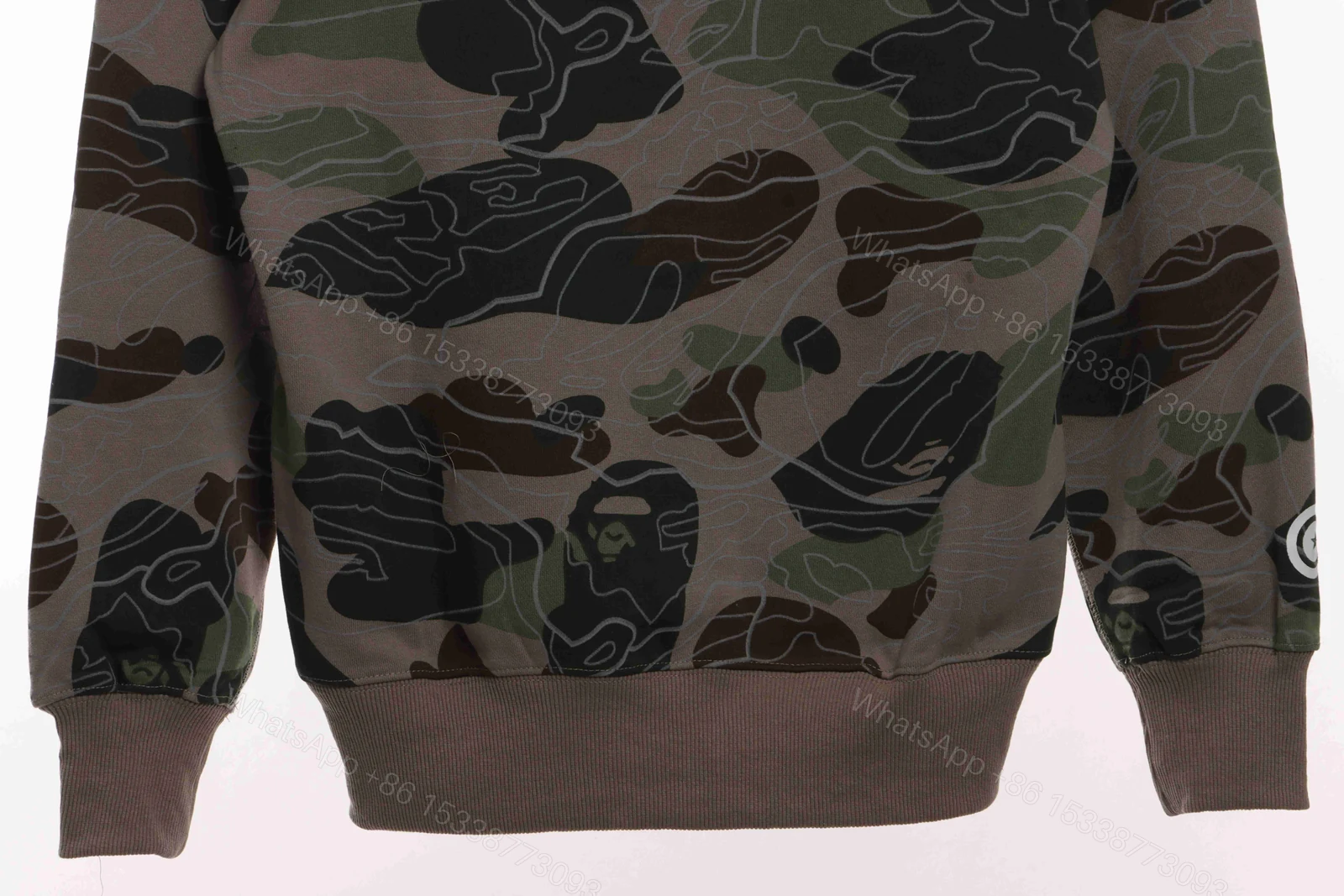 View 4 of BAPE Overlay Camouflage Shark Zip Hoodie Green