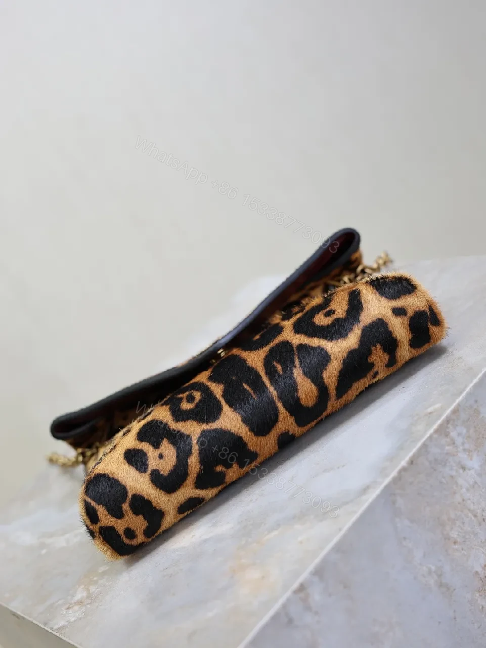 View 9 of Leopard Print Luxe Clutch with Gold Chain