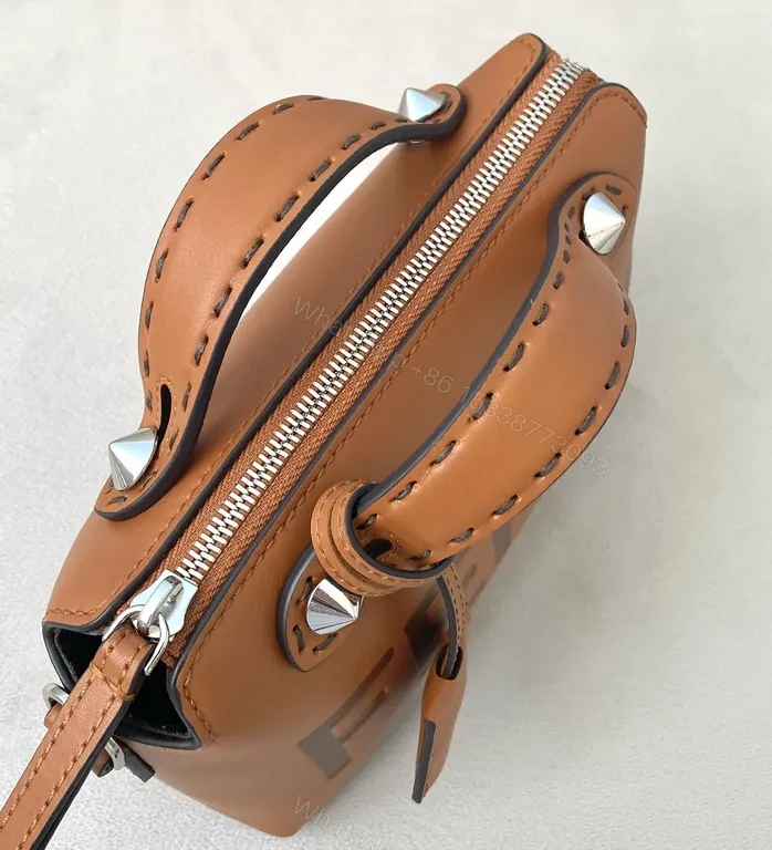 View 5 of Tan Leather Crossbody: Signature Fendi Logo, Compact & Durable