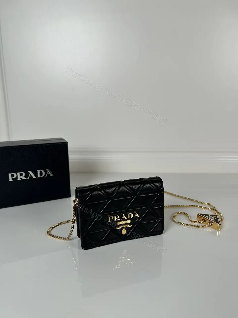 View 10 of Compact Quilted Crossbody – Modern Luxe, Gold Chain Bag