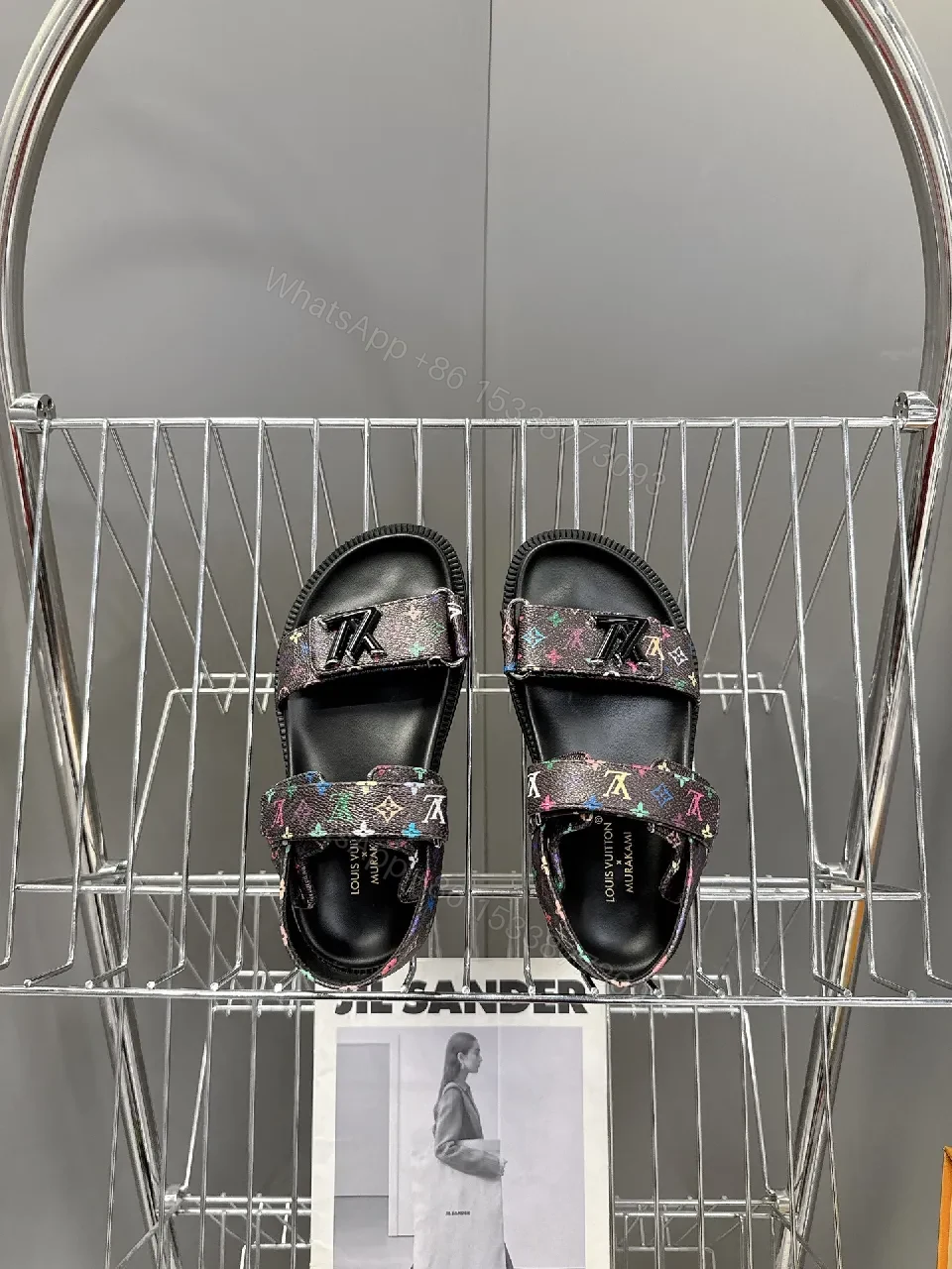 View 9 of Multicolor Monogram Sandals with Bold Straps - Luxe Comfort