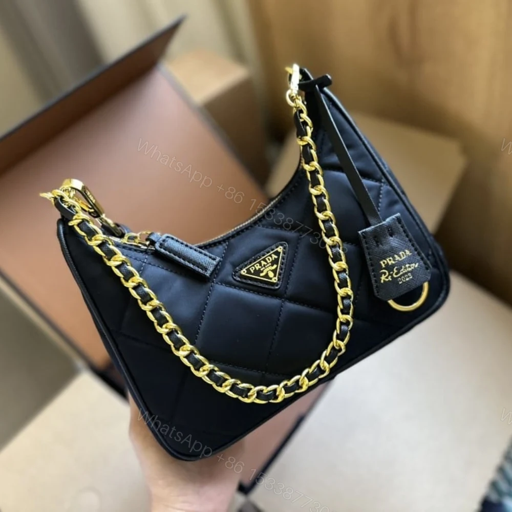 View 3 of Prada Re Edition 1995 Chaîne Re Nylon Mini Bag Black 22Cm 1BC204 2AOS F0002 V QOO